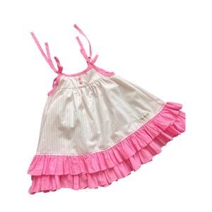 Nelly Madison 4 Bubblegum Hannah Dress Pink Stripes Soft Ruffles Tie Straps USA